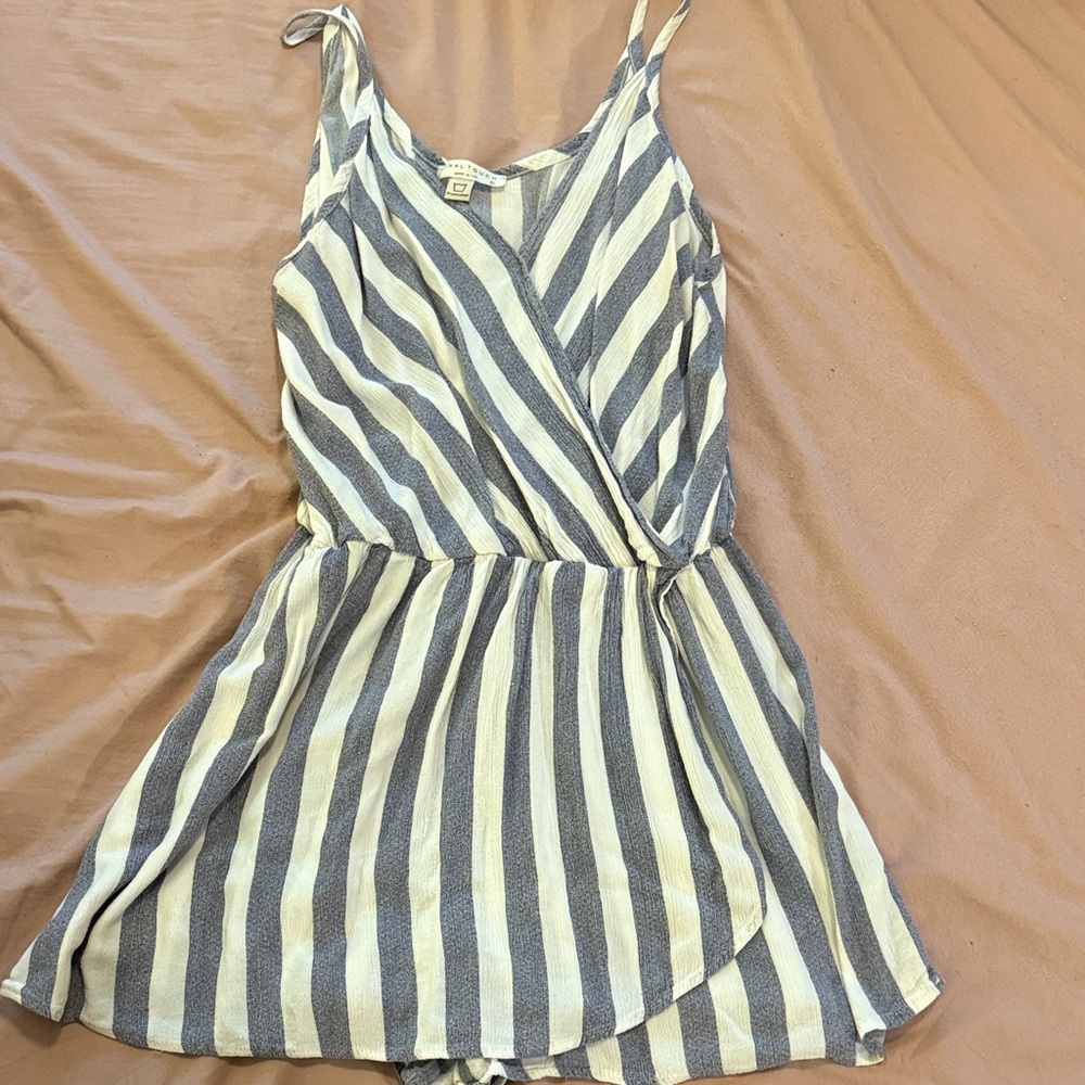 Final Touch Blue and White Striped Romper